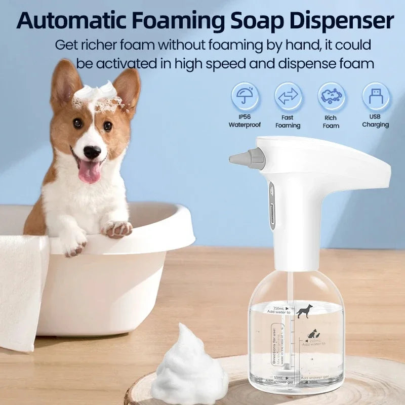 Cat Automatic Foam Soap Dispenser Cordless Pet Bath Cleaning Electric 